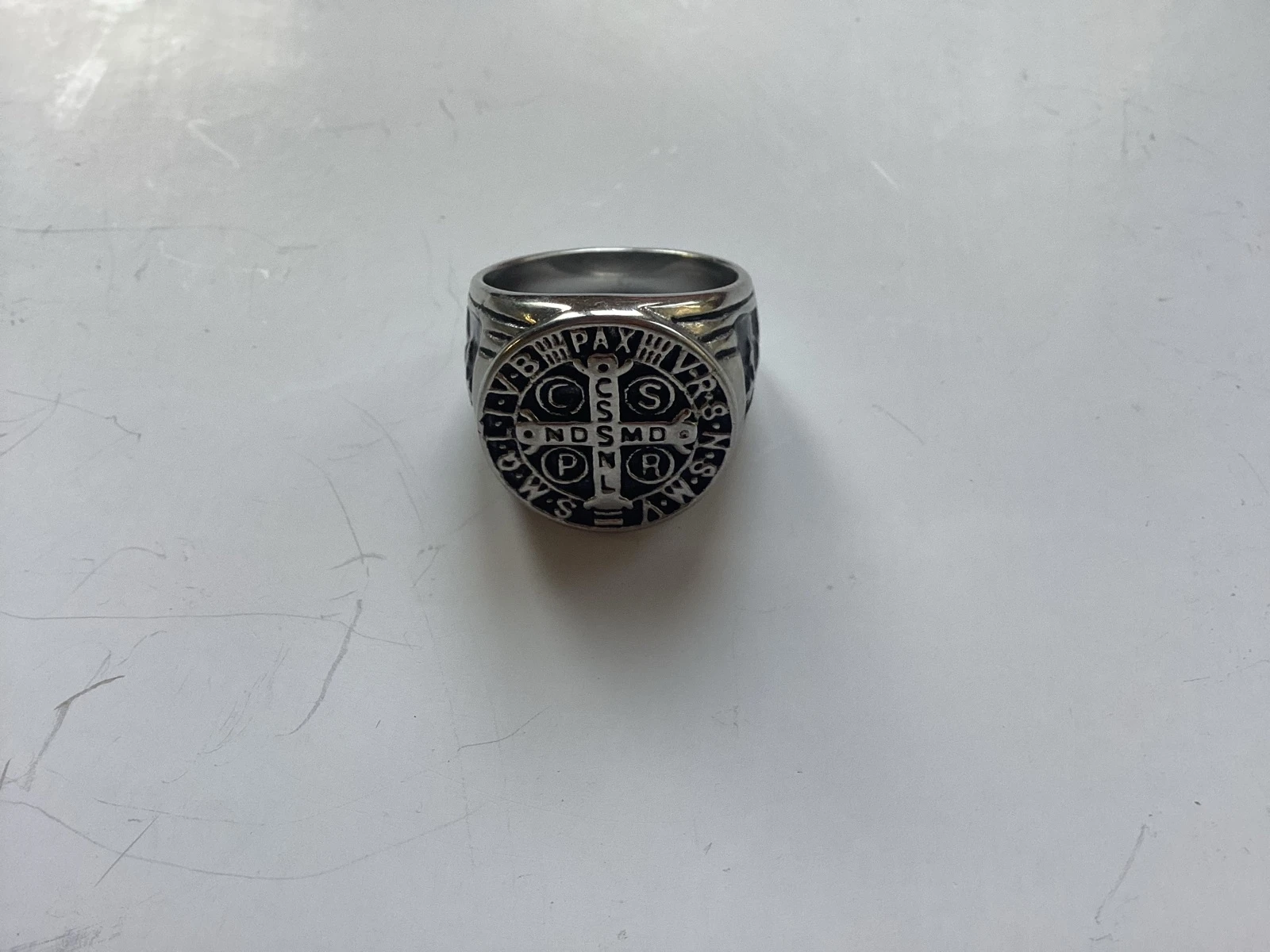 Anel de cruz em aço inoxidável cruzado religioso masculino medieval cavaleiro templário – photo 2